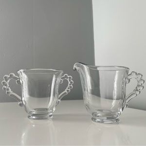 Candlewick Glass Creamer & Sugar Set